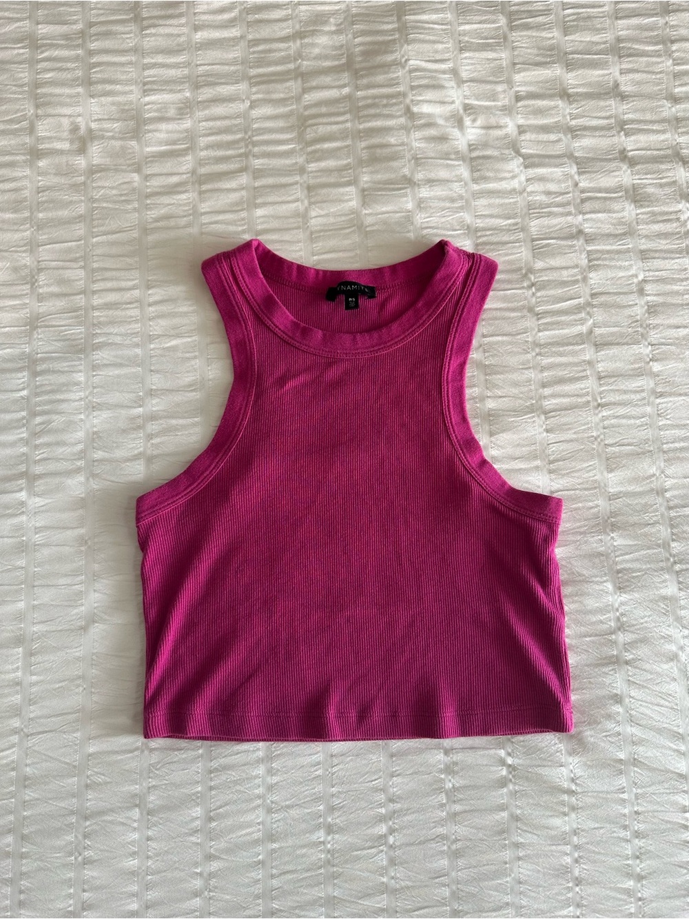 Dynamite Fuchsia Flirt Crop Tank